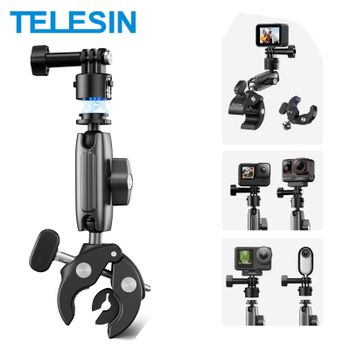 TELESIN Ciclismo Clip de motocicleta Brazo mágico de liberación rápida 360 °   Súper abrazadera de aleación de aluminio para cámara de acción GoPro