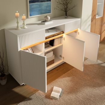 Aparador - Mueble Para Salón - Mdf Y Tablero De Partículas - Blanco (140x40x85cm)