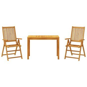 Juego De Comedor De Jardín 3 Piezas | Mueble De Jardín Madera Maciza De Acacia