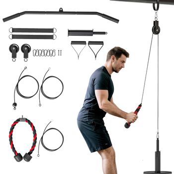 SPORTNOW Máquina de Polea para Casa y Máquina de Polea LAT, Conexión para Discos de Pesas Universales y Accesorios   Aosom España