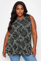 yours top sin mangas negro estampado azulejo mujer curvy y tallas grandes yours