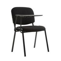 silla de visita con mesita plegable escritorio de tela negra soporte de metal negro bur10656