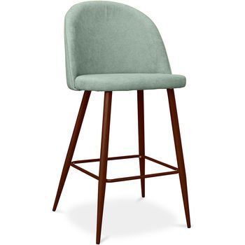 Taburete Tapizado En Tela - Diseño Escandinavo - 66cm- Evelyne  Azul Pastel