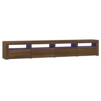 mueble de tv con luces led marron roble 240x35x40 cm vidaxl