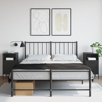 Set De 2 Mesitas De Noche - Mueble De Dormitorio - Acero - Negro (36x39x68cm)