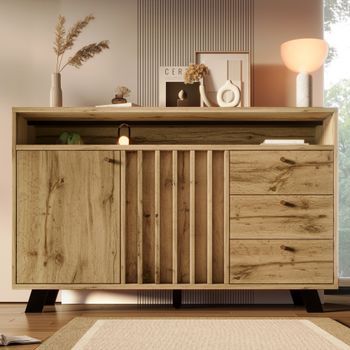 Aparador - Mueble Para Salón - Mdf Y Tablero De Partículas - Roble Oscuro (120x40x85cm)