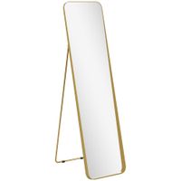 homcom espejo de pie arqueado 40x160 cm montaje en el suelo o apoyado contra la pared para dormitorio salon vestidor dorado