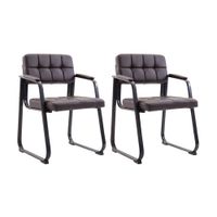 set de 2 sillas con patas de metal y asiento en simil cuero marron