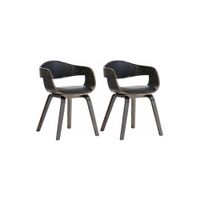 set de 2 sillas con asiento en simil cuero negrogris