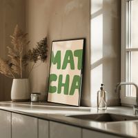 cuadro verde matcha marco negro 50x70 cm