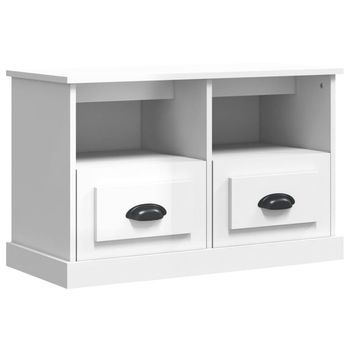 Mueble Tv | Mueble De Salón | Armario Tv Madera Contrachapada Blanco Brillo 80x35x50 Cm