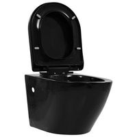 inodoro de pared sin bordes de ceramica negro vidaxl