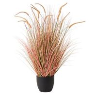 planta artificial en maceta para interior decoracion de plastico con maceta negra 120 cm hojas verdes y junco naranja bristlegrass