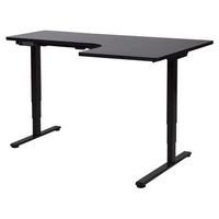 escritorio esquinero regulable electrico forma de l 160 x 59 cm derecho tablero negro base negra destines