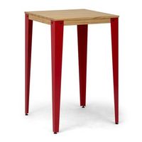 mesa lunds alta 70x70x110cm rojo en madera maciza de pino acabado natural estilo nordico industrial box furniture