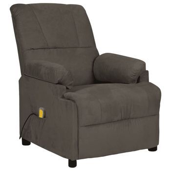 Sillón De Masaje Eléctrico Tela De Microfibra Gris Oscuro Vidaxl