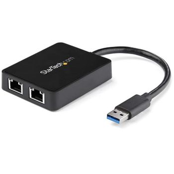Tarjeta de Red StarTech.com USB32000SPT USB 3.0 5 Gbps 2 Puertos Gigabit Ethernet USB Pass-Through