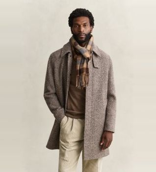 Gant para hombre. 7006673 Abrigo Car taupe (M), Lana, Clásico
