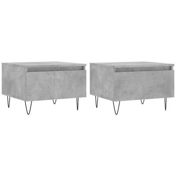Pack 2 Uds Mesas Centro，mesa Auxiliar，mesa De Café Madera Ingeniería Gris Hormigón 50x46x35 Cm