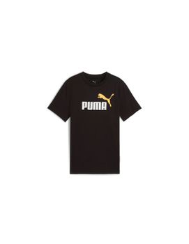 Camiseta Puma Essentials 2 Color No.1 Logo Infantil Negro/Amarillo Sunny