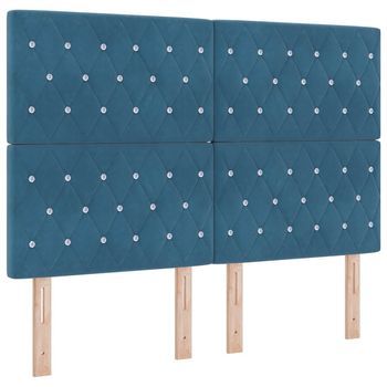 Cabecero Led Con Tiras Led Manual Azul Oscuro 144 Cm Terciopelo Vidaxl