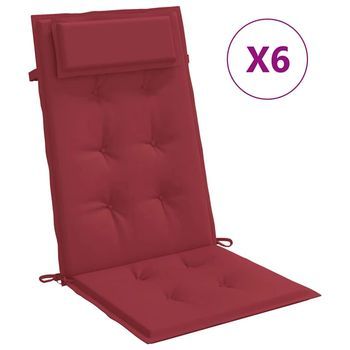 Cojines De Silla Con Respaldo Alto 6 Unidades Tela Oxford Rojo Tinto
