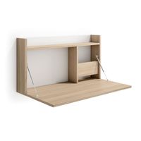 escritorio de pared de melamina nogal claro y blanco 25x90x35 cm