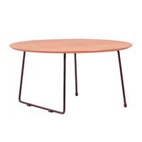 mesa de centro redonda en madera de roble