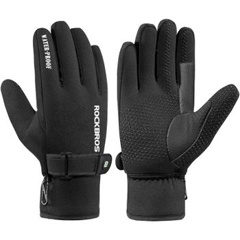 Guantes de Invierno ROCKBROS con Envío Local, Guantes de Motocicleta y Bicicleta, Guantes SBR de Dedo Completo, Resistentes al Viento, Forro Polar Cálido, Equipo para Esquí y Ciclismo