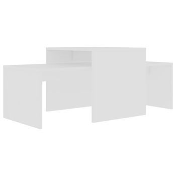Set De Mesas De Centro，mesa Auxiliar，mesita De Centro Madera Contrachapada Blanco 100x48x40 Cm
