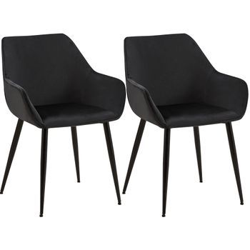 Lote De 2 Sillas De Comedor Luena Terciopelo Negro 63x52x82 Cm Clp
