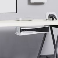 ps5 montado debajo del escritorio con tornillo selfdrive brackt hold ps5 delgado para version digital o de disco
