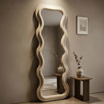 Espejo de pared de terciopelo beige cm 60x6x160