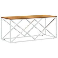 mesa de centro acero inoxidable y madera maciza de acacia vidaxl