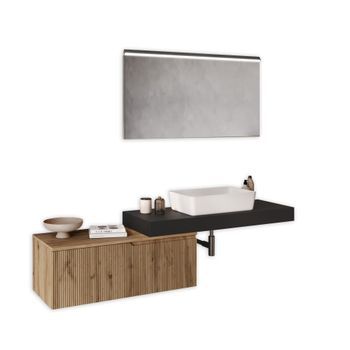 Composición Baño 4 Piezas Venere Antracita/roble En Mdf
