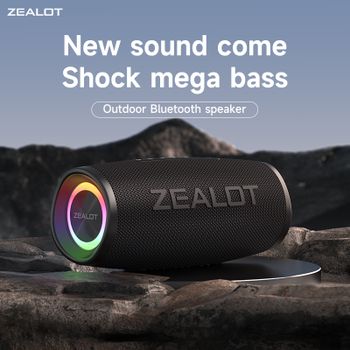 Altavoz Zealot_S56 Altavoz Bluetooth de 40 W con IPX6 resistente al agua, excelentes graves, iluminación RGB, TWS, AUX, camping al aire libre