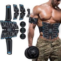 cinturon electroestimulador muscular y de masaje ems inteligente masajeador estimulador para abdominales brazospiernas bateria recargable 20x15x22 cm color azul