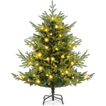 Árbol De Navidad Verde 135 Cm, Costway Arbol De Navidad Con Luces Incorporadas ( 442 Ramas)