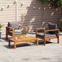 set de sofas de jardin con cojines 3 uds  mueble jardin mesa y sillas madera maciza acacia cfw37743