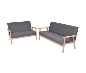 Vidaxl juego de sofás de tela de 2 piezas color gris oscuro