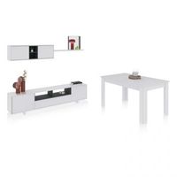 pack salon con mesa de comedor kenzo plus vb blanco brillo - gris antracita 200 x 46 x 41 cm