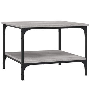 Mesa De Centro 55x55x40 Cm Madera Trabajada Y Hierro - Gris
