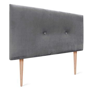 Dhome Cabecero De Terciopelo Liso Con Botones 110x115 Con Patas Camas 105 - Gris Ceniza