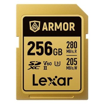 Tarjeta SD Lexar ARMOR GOLD 256GB UHS-II V60 IP68 acero inoxidable