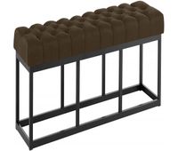 banco amun tapizado en tela con estructura negra marron 38x150x46 cm