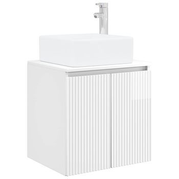 Vanidad Con Lavabo De Pared Blanco Brillante 53 X 35 X 63 Cm Vidaxl