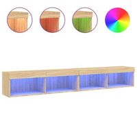 muebles de tv con luces led 2 uds roble sonoma 100x30x30 cm vidaxl