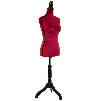 Maniquí De Madera Y Espuma Forrado De Tela Rojo 24x37,5x168h Cm