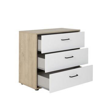 Cómoda de 3 cajones l81 cm - erwan - blanco y madera