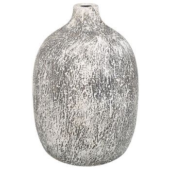Florero De Terracota Gris Blanco 36 Cm Aspecto Envejecido Dormitorio